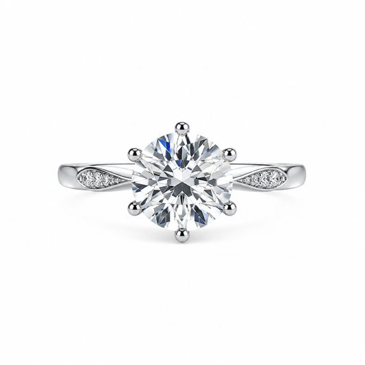 1.5ct round lab grown diamond engagement ring with pointed diamond band | Tayam Sydney