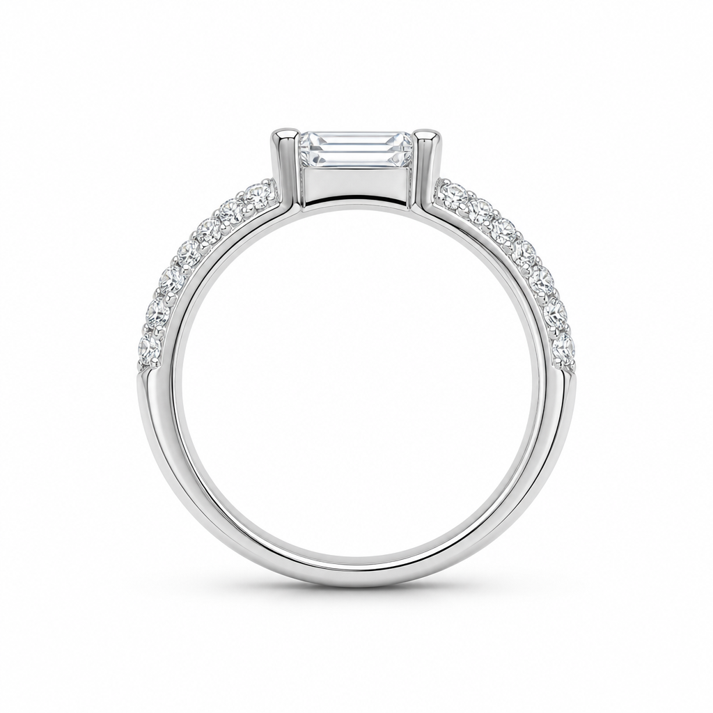 Honeycomb band engagement ring side profile — bespoke Sydney CBD | Tayam Jewellery