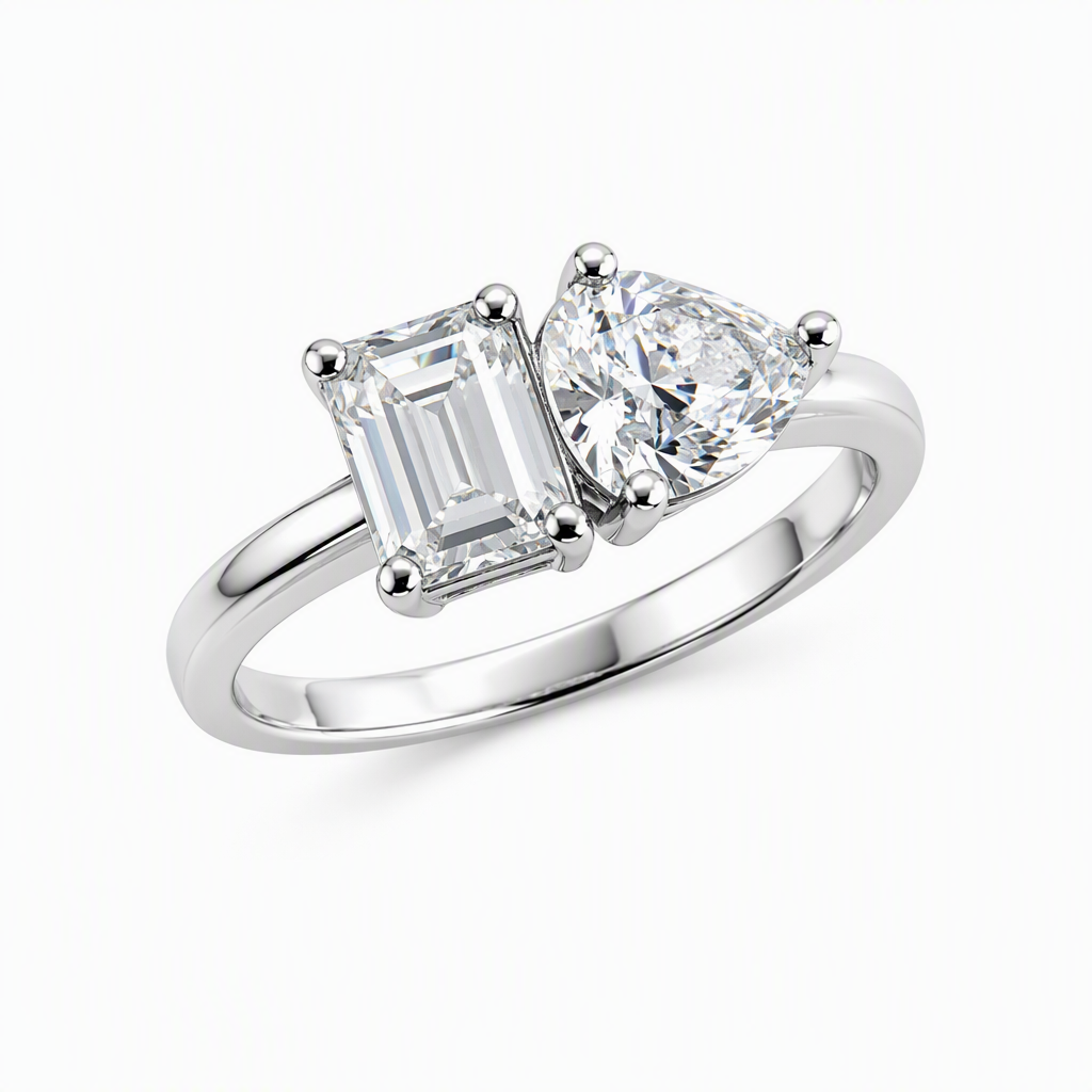 Toi et moi engagement ring side profile — bespoke Sydney CBD | Tayam Jewellery