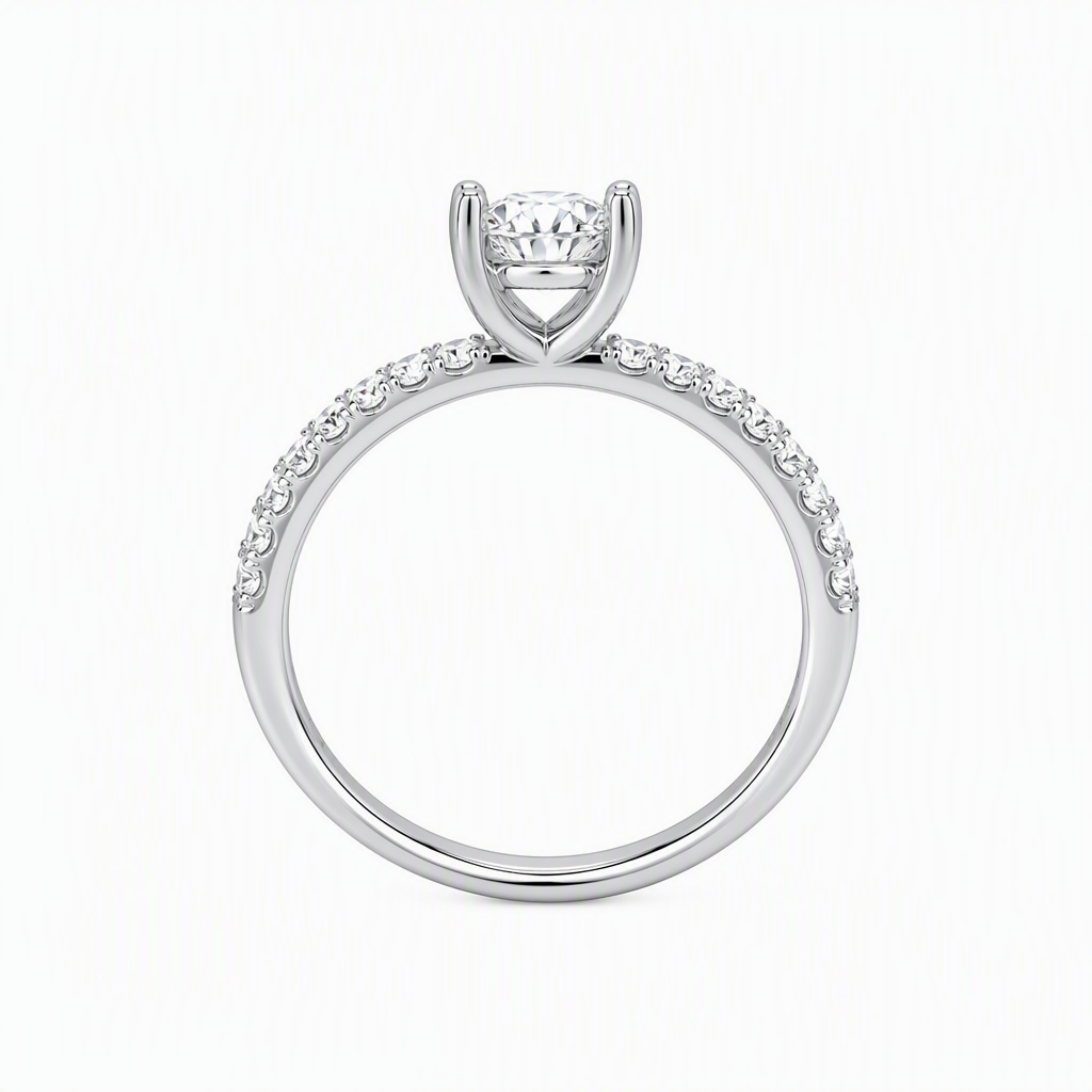 Oval four claw setting close-up — 1ct D/E VVS lab grown diamond | Tayam Sydney CBD
