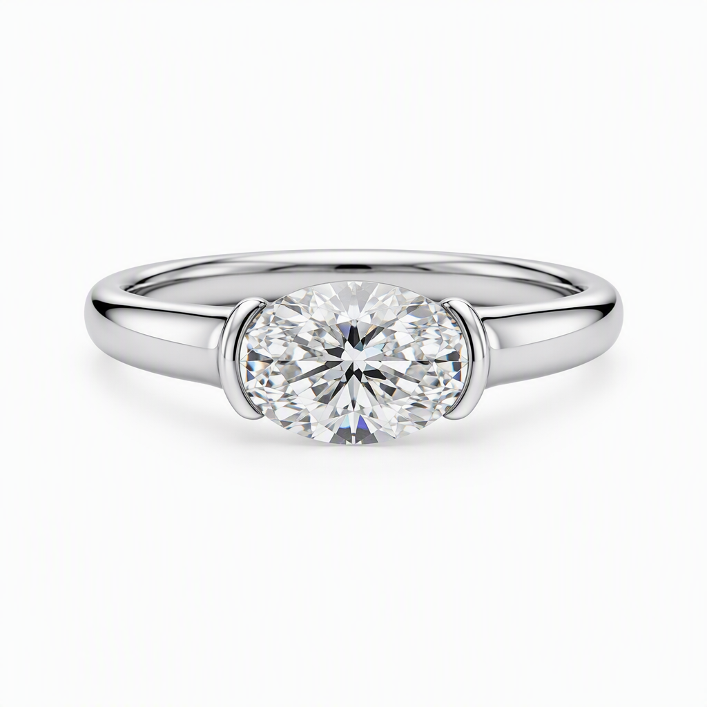 1ct oval lab grown diamond east west engagement ring | Tayam Sydney CBD