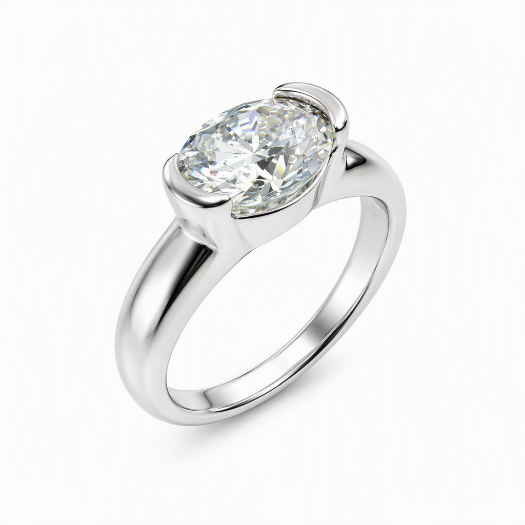 East west oval setting close-up — 1ct D/E VVS lab grown diamond | Tayam Sydney