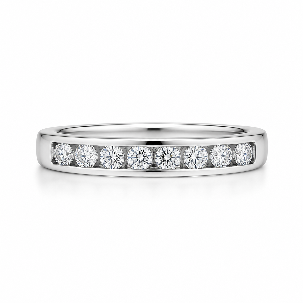 18K gold pave set half eternity diamond wedding band | Tayam Jewellery Sydney CBD