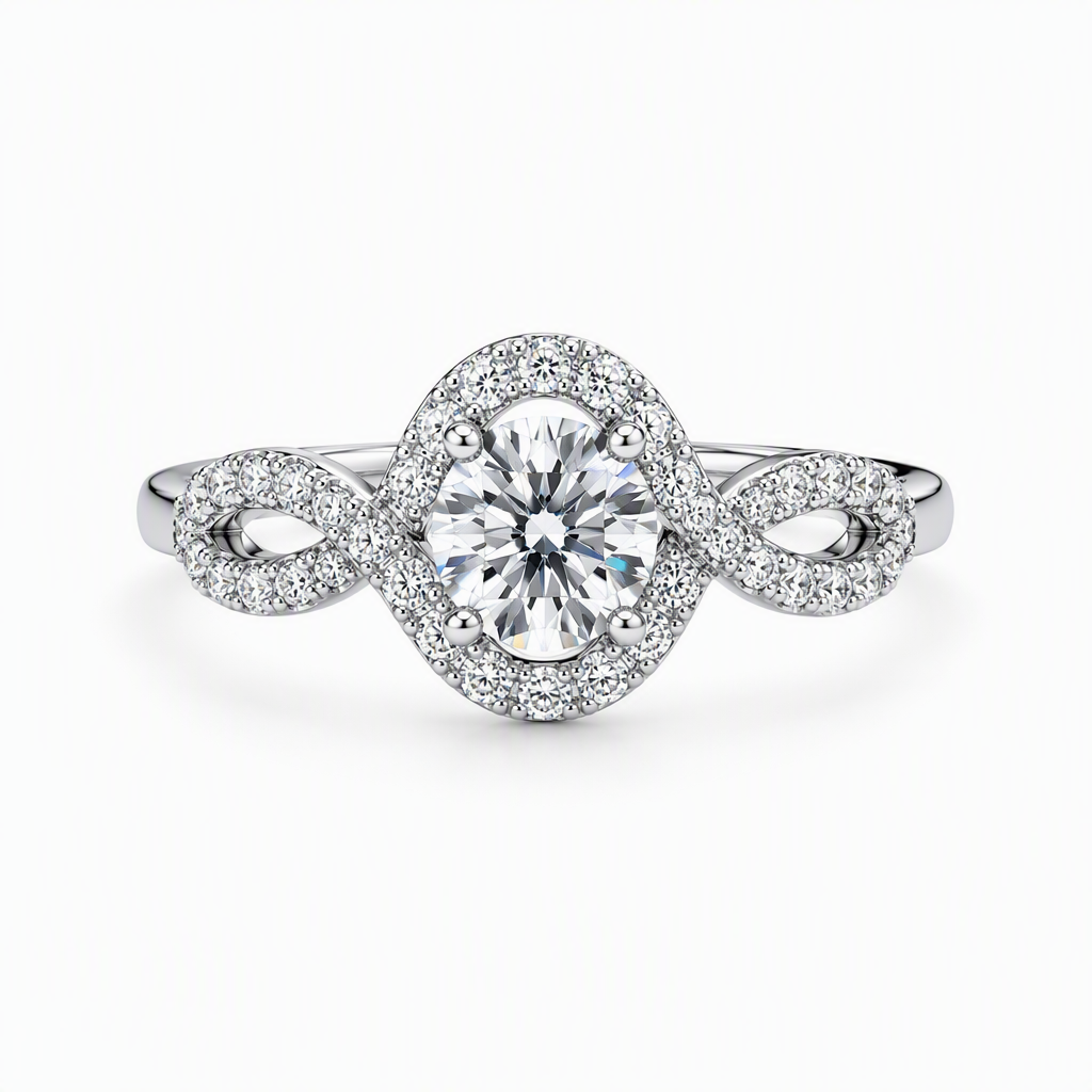 1ct round lab grown diamond infinity halo engagement ring | Tayam Sydney CBD