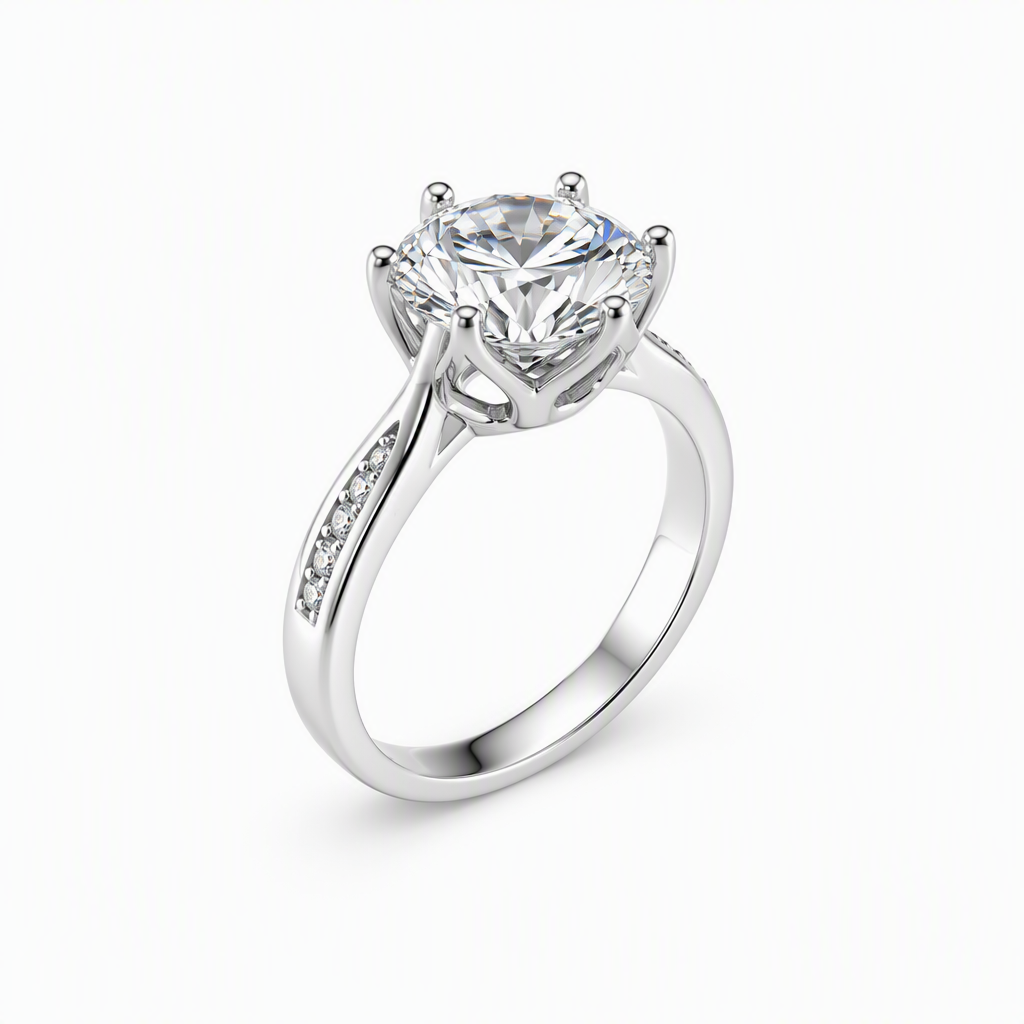 Diamond band solitaire engagement ring side profile — bespoke Sydney CBD | Tayam Jewellery