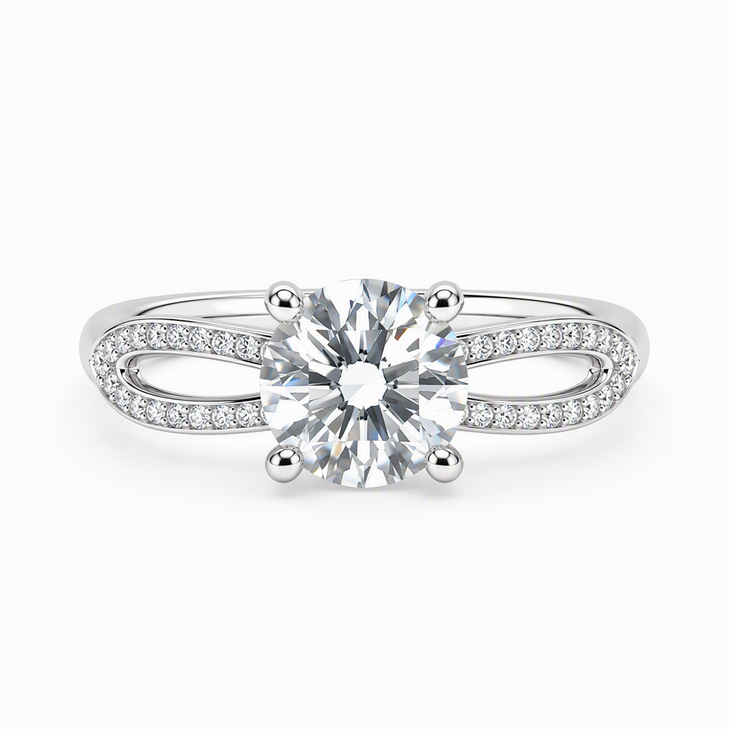 Pave band solitaire close-up — 1ct D/E VVS lab grown diamond | Tayam Sydney CBD