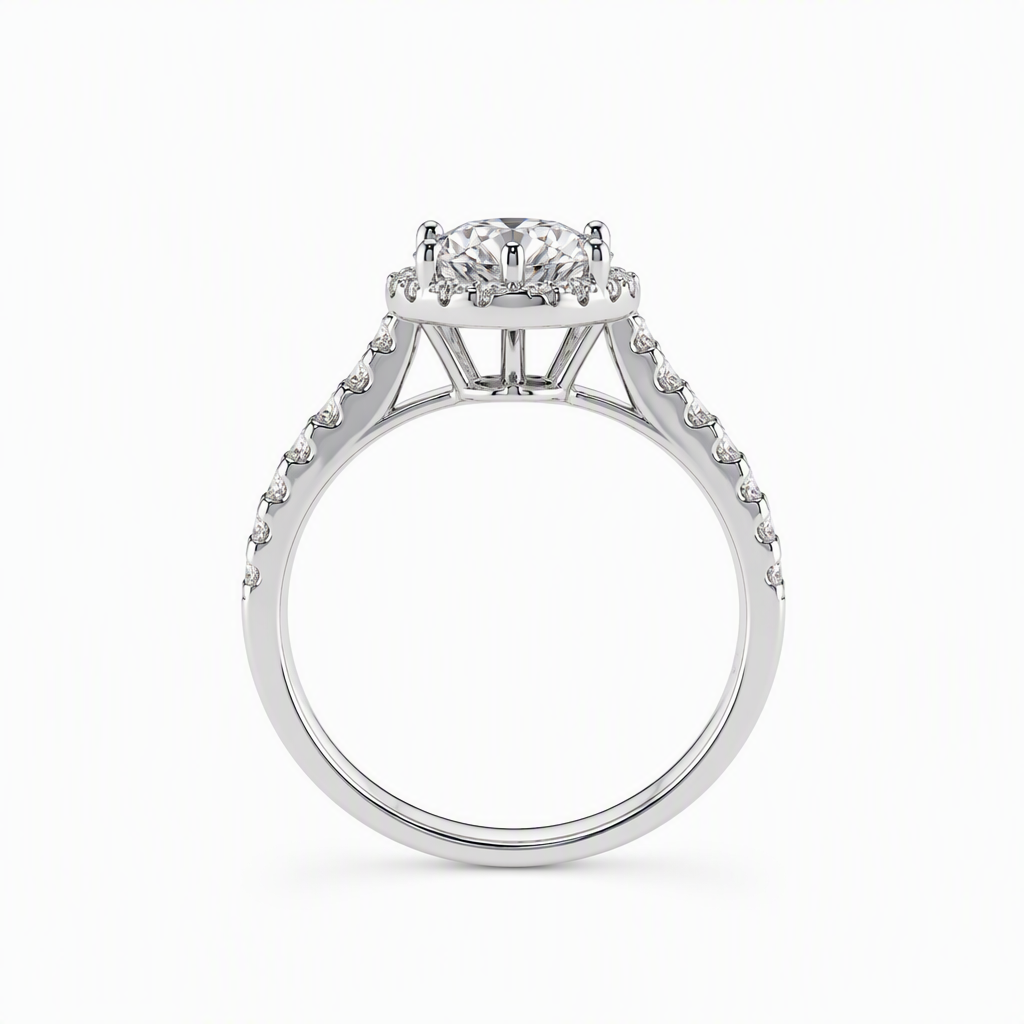 Heart shape diamond halo close-up — 1ct D/E VVS lab grown | Tayam Sydney CBD