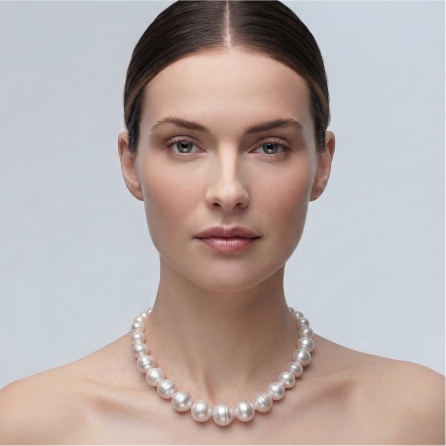 Large circle South Sea Pearl strand necklace, AAA lustre, 44cm length | Tayam Jewellery Sydney