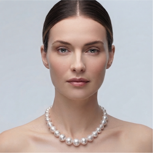 Large circle South Sea Pearl strand necklace, AAA lustre, 44cm length | Tayam Jewellery Sydney