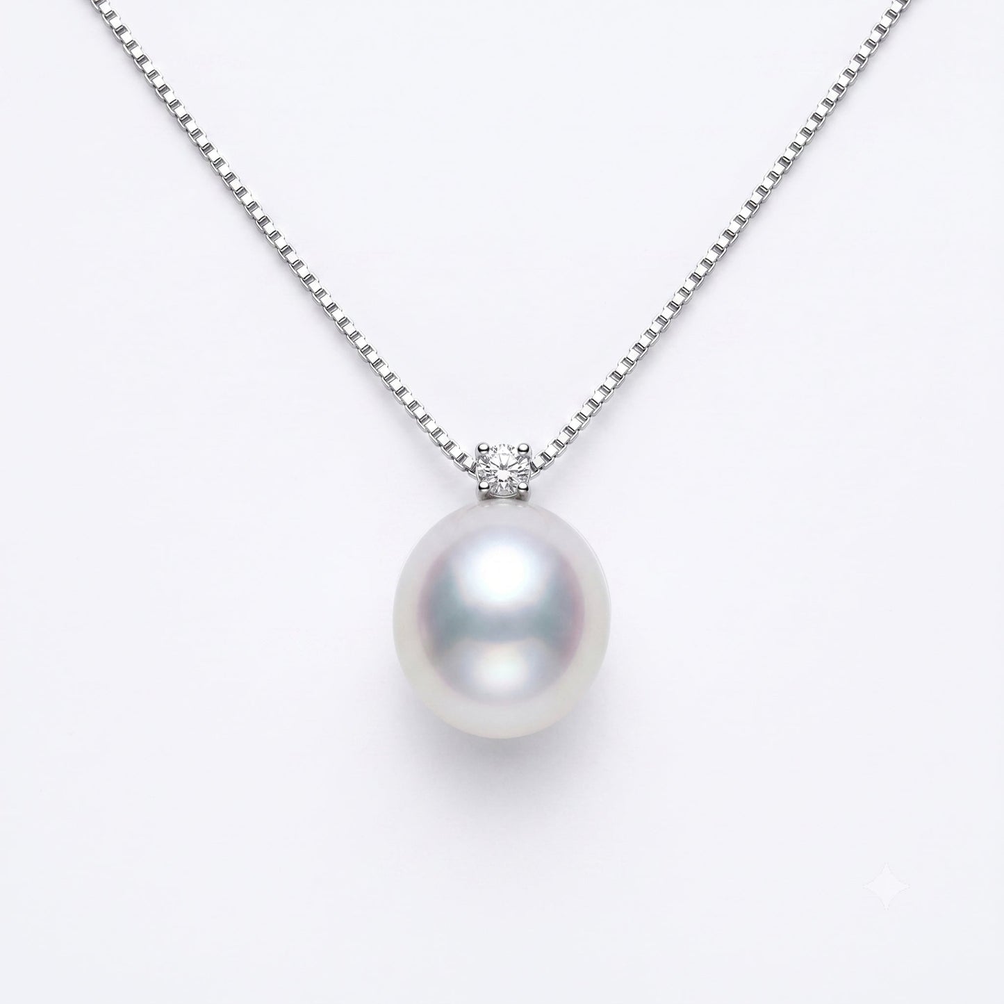 South Sea pearl pendant front view — 12mm oval pearl exceptional lustre elegant drop design Sydney