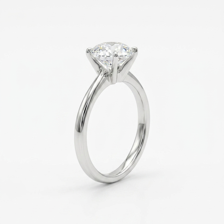 Lab diamond engagement ring close-up — 1ct F VS2 brilliant cut 18K white gold Sydney CBD