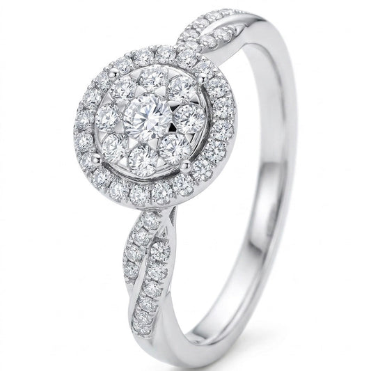 Natural diamond cluster halo twist wedding band 10K gold | Tayam Jewellery Sydney CBD