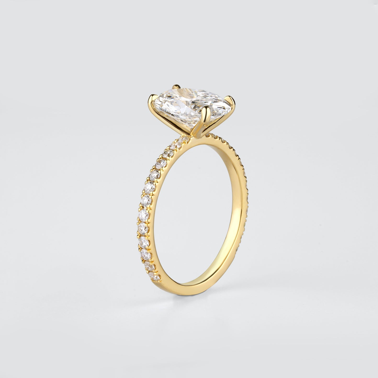 Oval Diamond Band Engagement Ring 18K Yellow Gold | Tayam Jewellery