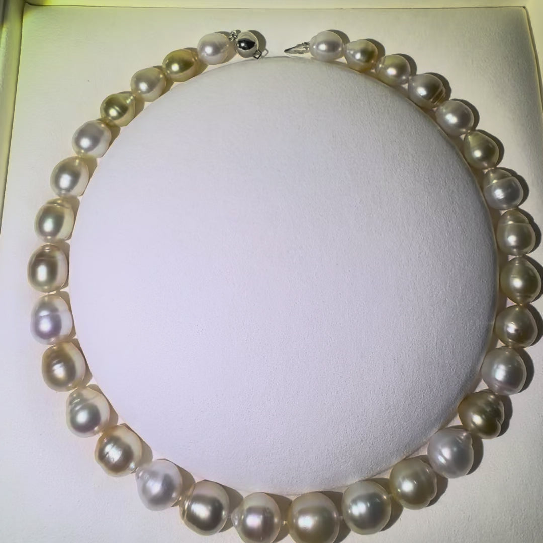 AAA 10.8-13.1mm Australian South Sea Circle Pearl necklace mix colour, 46cm — Tayam Jewellery Sydney CBD