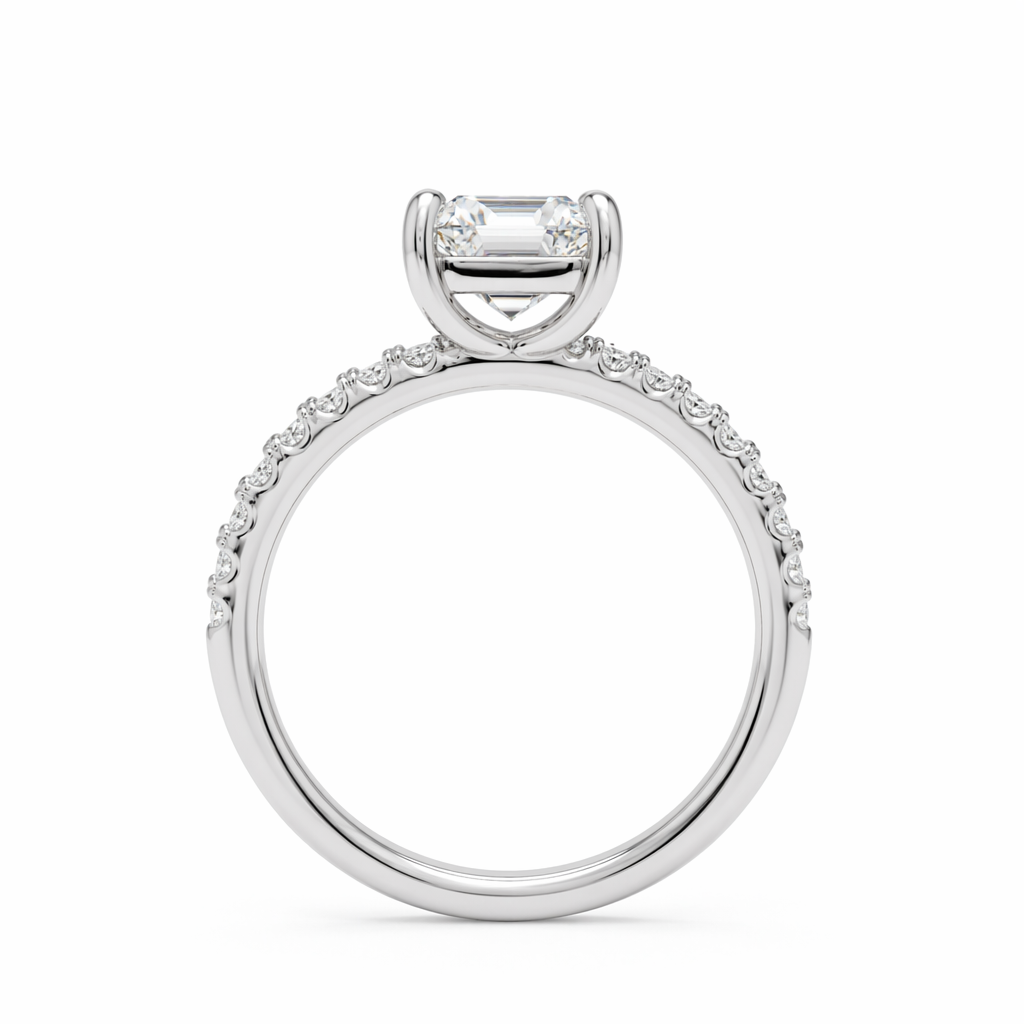 1.5ct emerald cut lab grown diamond engagement ring — 4-prong cut-claw band | Tayam Sydney CBD
