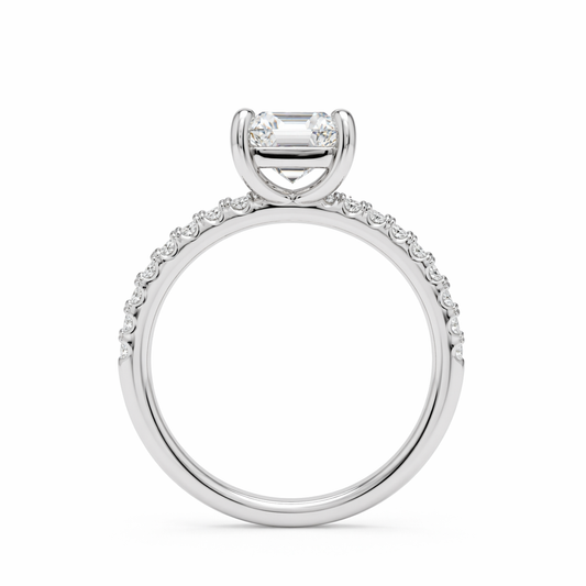 1.5ct emerald cut lab grown diamond engagement ring — 4-prong cut-claw band | Tayam Sydney CBD