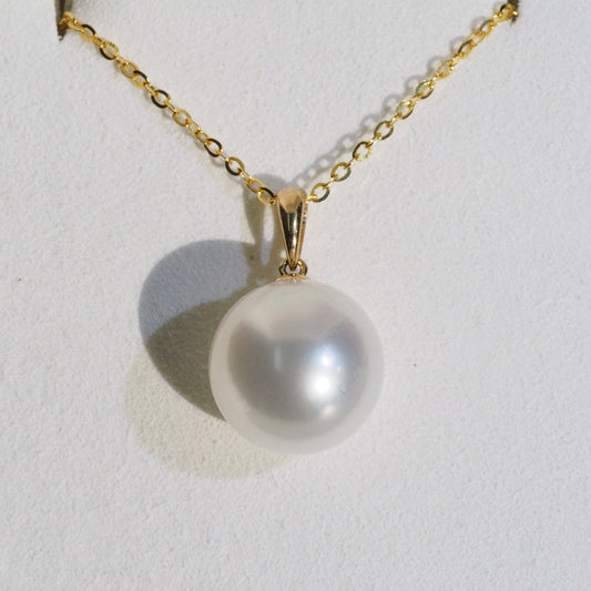 12.5-13mm round Australian South Sea pearl pendant — 18K yellow gold classic design | Tayam Sydney CBD