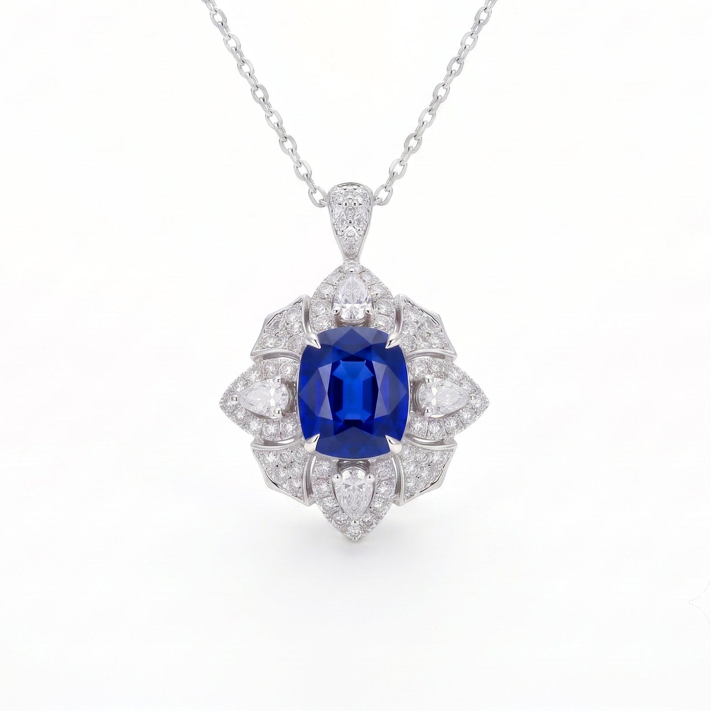Royal Blue Sapphire convertible pendant necklace in 18K gold with diamonds | Tayam Sydney CBD