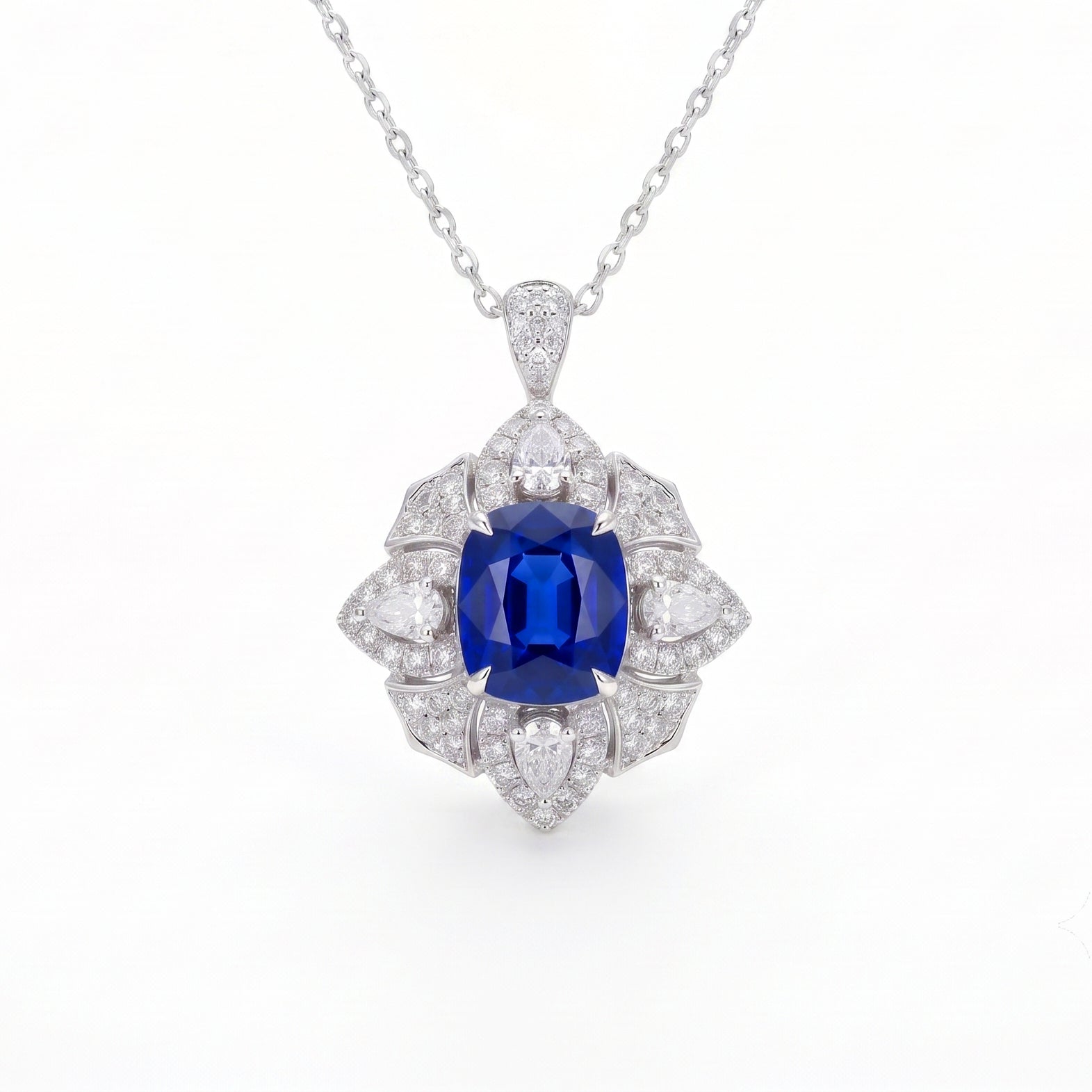 Royal Blue Sapphire convertible pendant necklace in 18K gold with diamonds | Tayam Sydney CBD