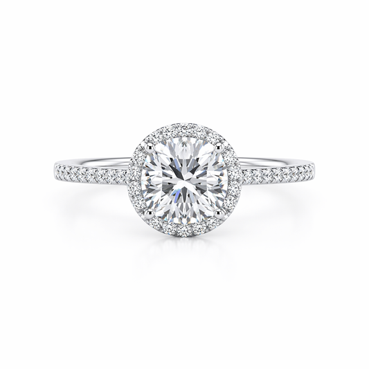 1ct halo lab grown diamond engagement ring with cut-claw band — 4-prong setting | Tayam Sydney CBD