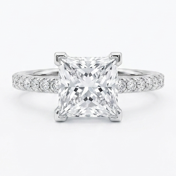 1ct princess cut lab grown diamond engagement ring with cut-claw band — 4-prong setting | Tayam Sydney CBD