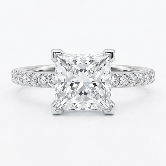 1ct princess cut lab grown diamond engagement ring with cut-claw band — 4-prong setting | Tayam Sydney CBD