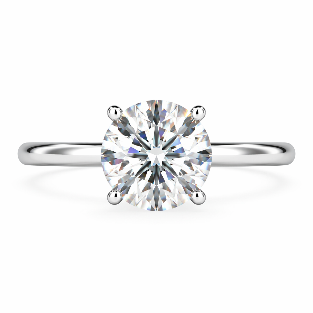 2ct round brilliant lab grown diamond solitaire ring — 4-prong tapered band | Tayam Sydney CBD