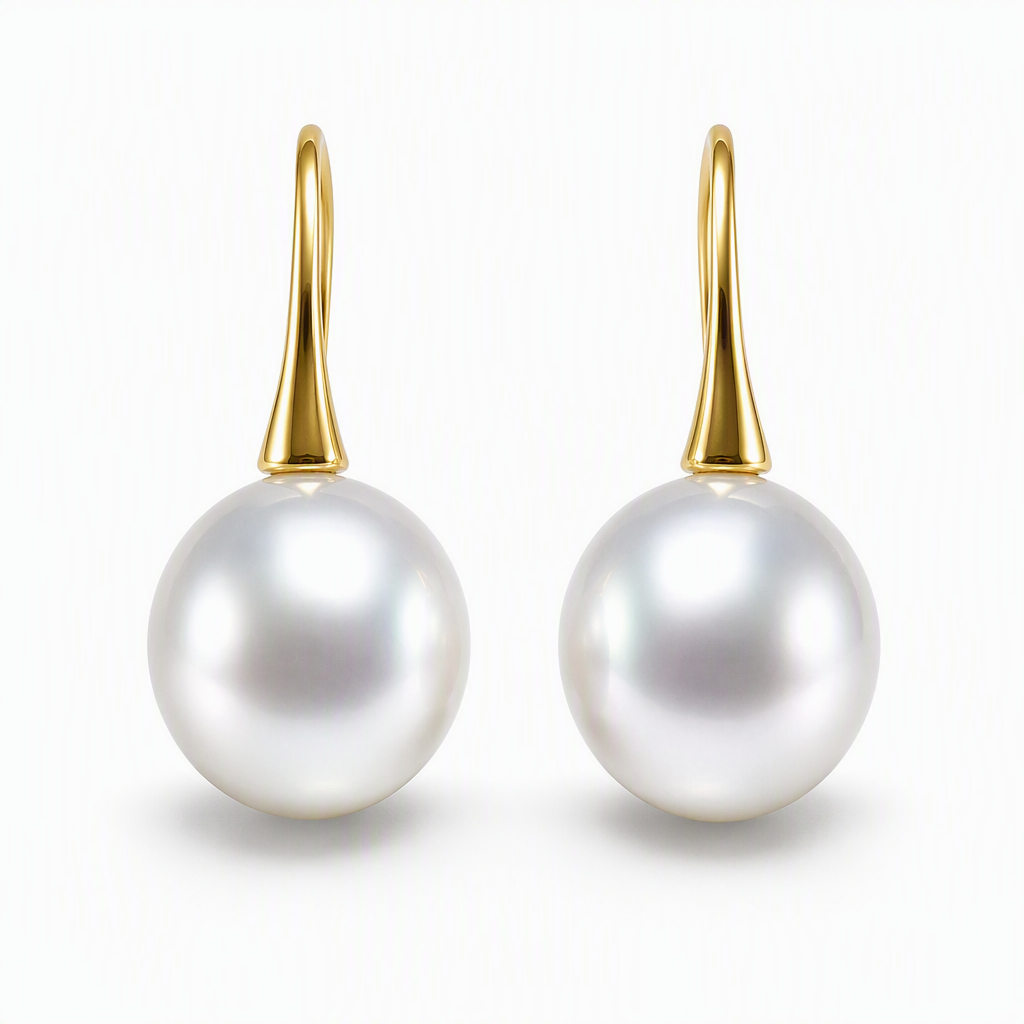 9mm round South Sea pearl earrings — 18K yellow gold classic design | Tayam Sydney CBD