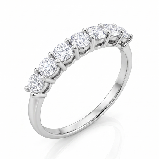 0.50ct natural diamond half eternity ring in platinum — 7-stone claw set | Tayam Sydney CBD