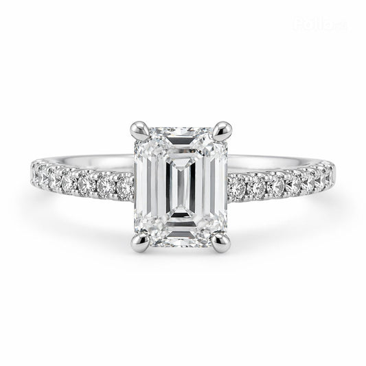 1.5ct emerald cut lab diamond ring close-up — D/E VVS bespoke | Tayam Sydney CBD