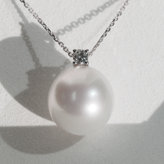 Rare South Sea pearl pendant with chain — 15.5mm exceptionally large 18K white gold | Tayam Jewellery Sydney