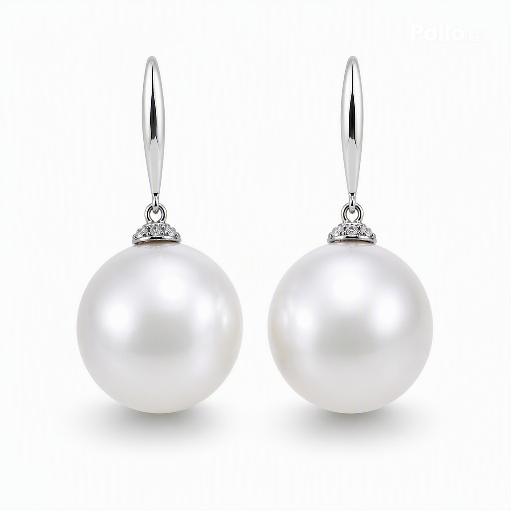 South Sea pearl drop earrings with natural diamonds — 18K white gold 11.5-12mm round | Tayam Sydney CBD