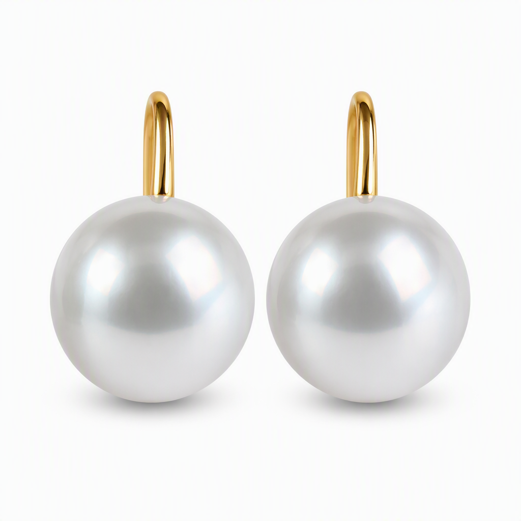 South Sea pearl earrings — 18K yellow gold 12-12.5mm near round classic design | Tayam Sydney CBD