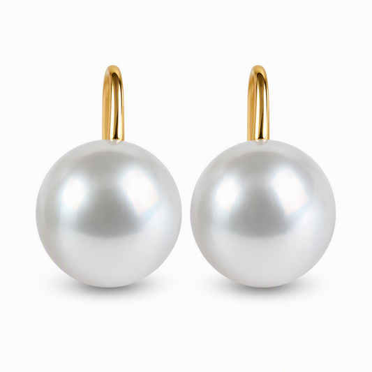 South Sea pearl earrings — 18K yellow gold 12-12.5mm near round classic design | Tayam Sydney CBD