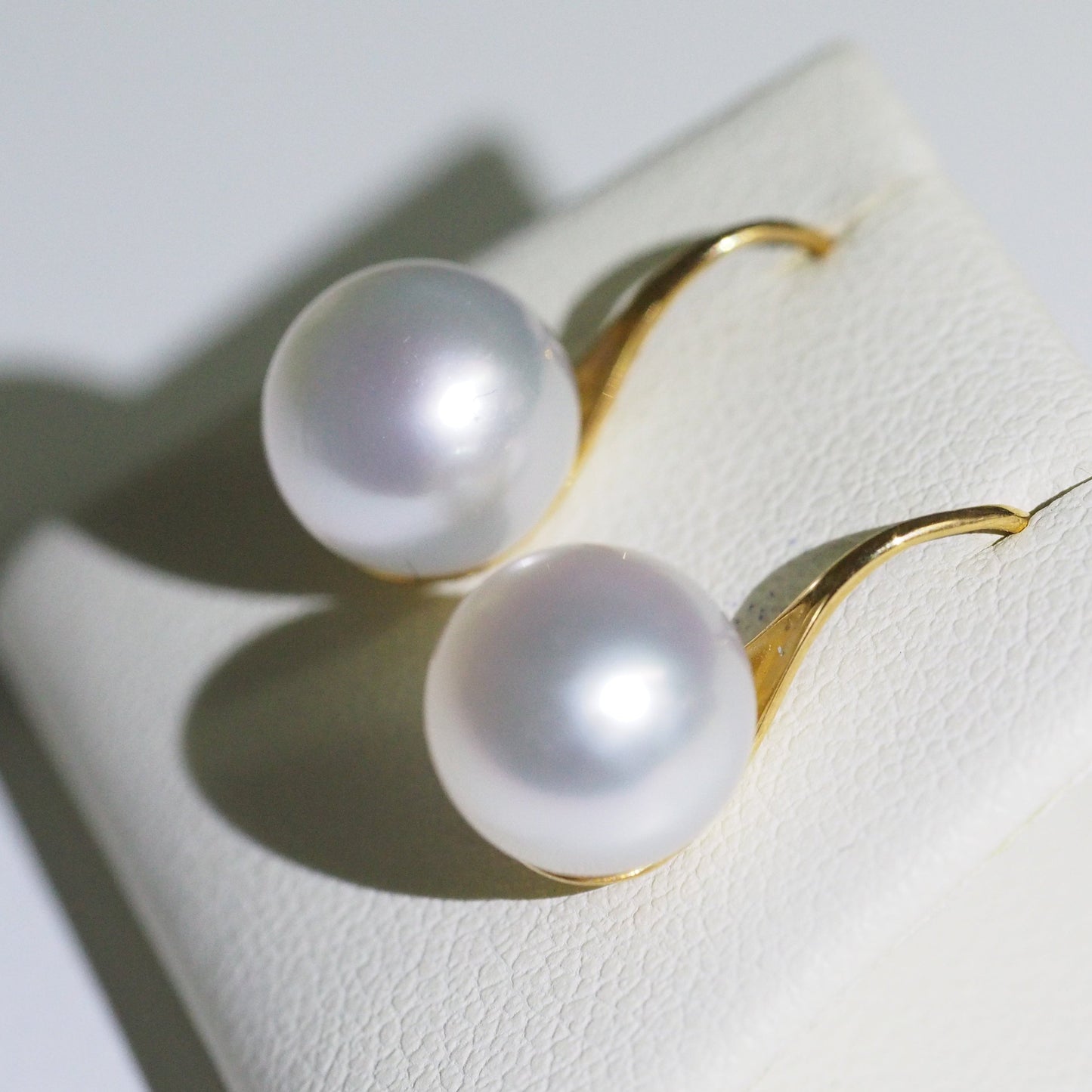 South Sea pearl earrings side view — round 18K yellow gold | Tayam Sydney CBD