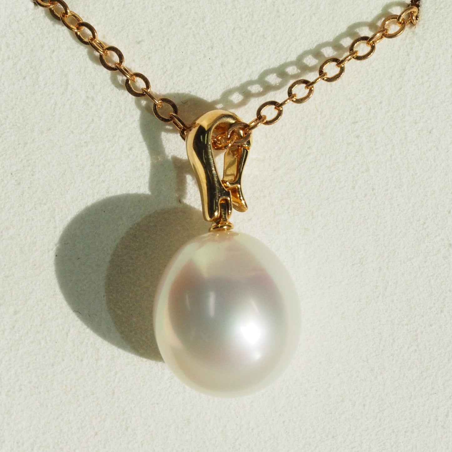 South Sea pearl pendant side view — AAA lustre 18K yellow gold | Tayam Sydney CBD