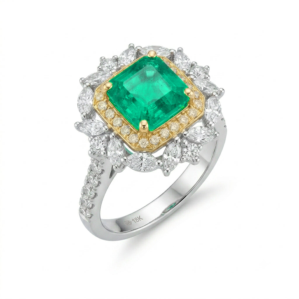 Convertible emerald ring pendant 18K two-tone gold — unique engagement ring alternative Sydney
