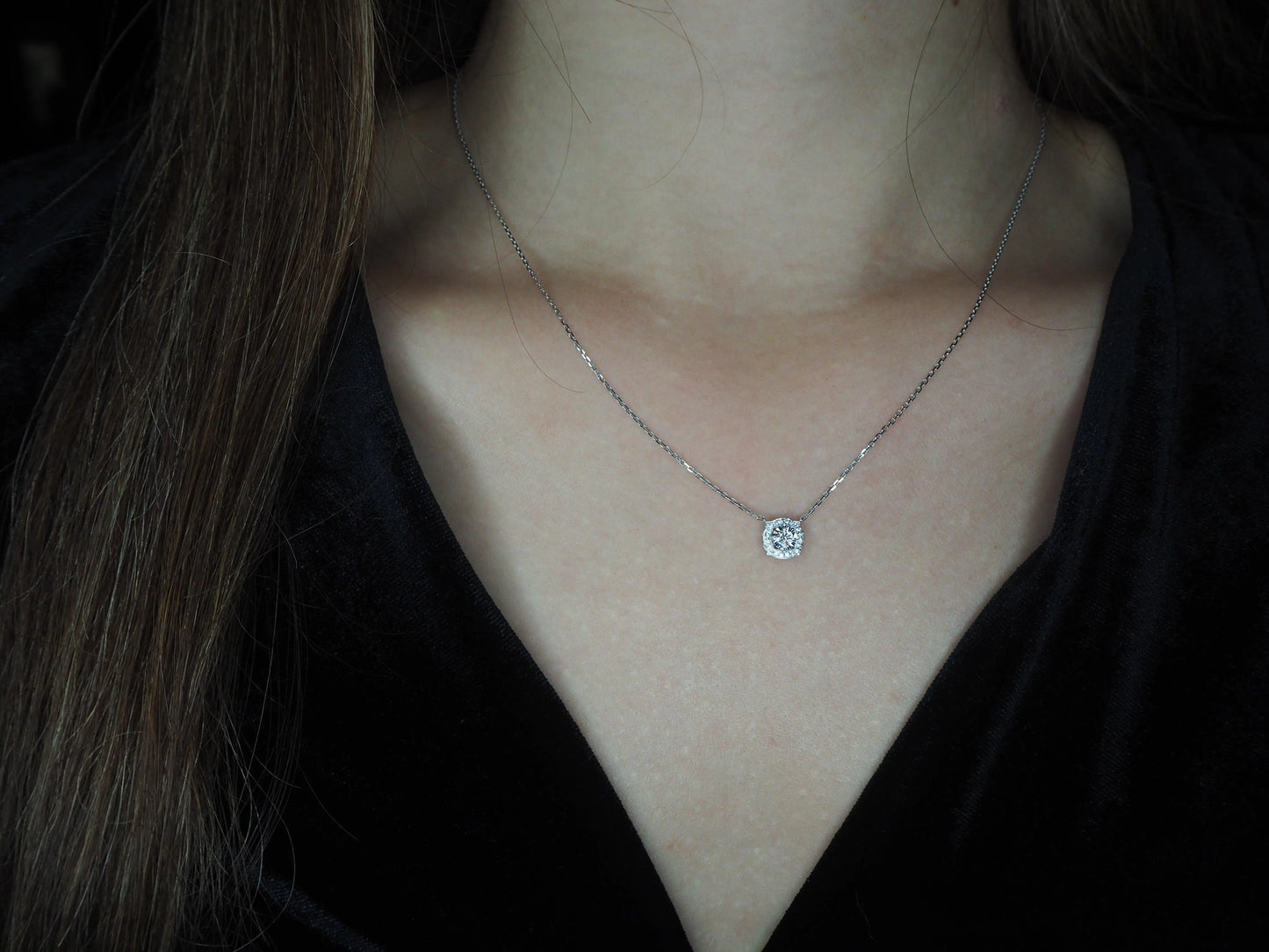 Diamond Halo necklace | Tayam Jewellery