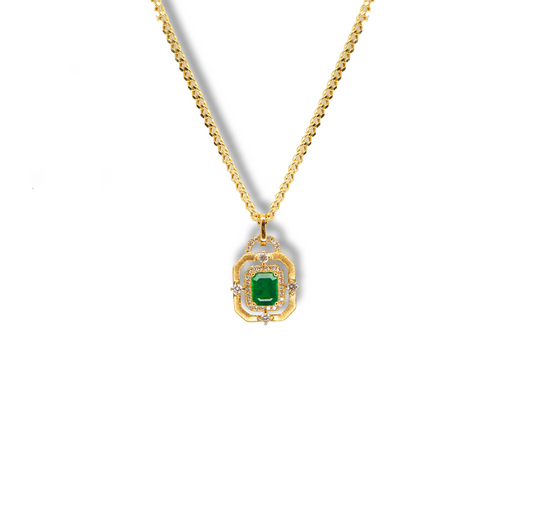 18K YG emerald diamond necklace | Tayam Jewellery