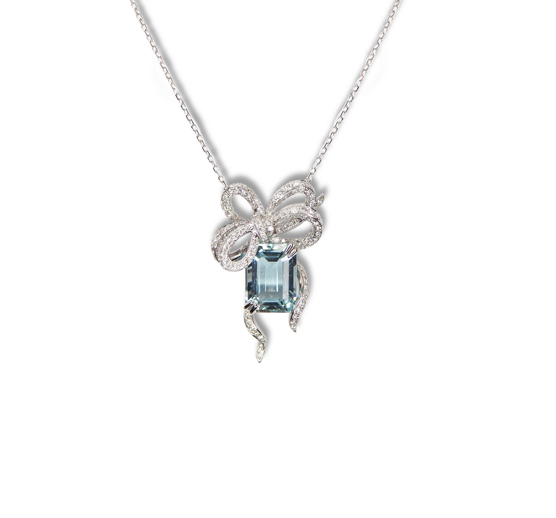 18K WG aquamarine diamond necklace | Tayam Jewellery