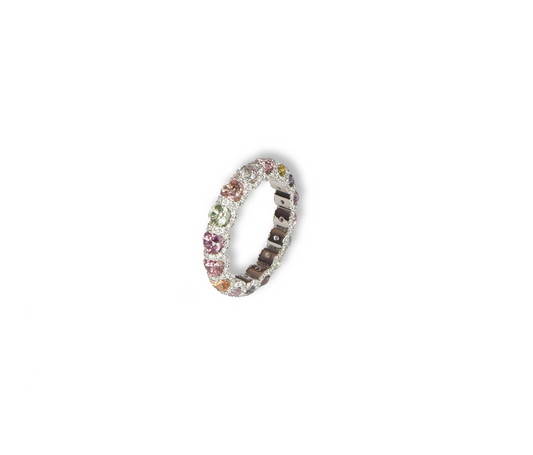 18K WG colored sapphire diamond ring | Tayam Jewellery